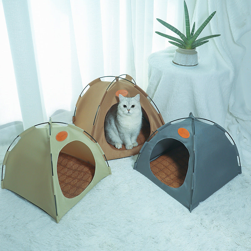 Portable Cat Tent with Cooling Mat & Breathable Design for Comfort
