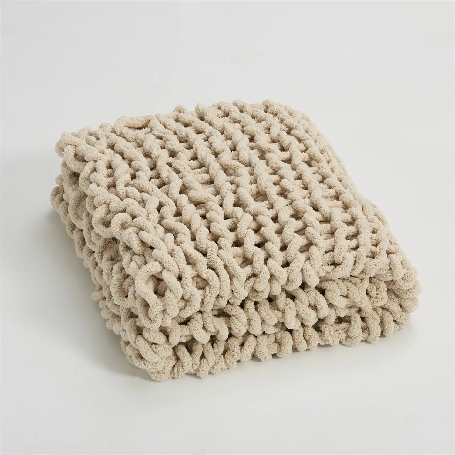 Hand-Knotted Chenille Chunky Knit Throw Blanket for Cozy Comfort