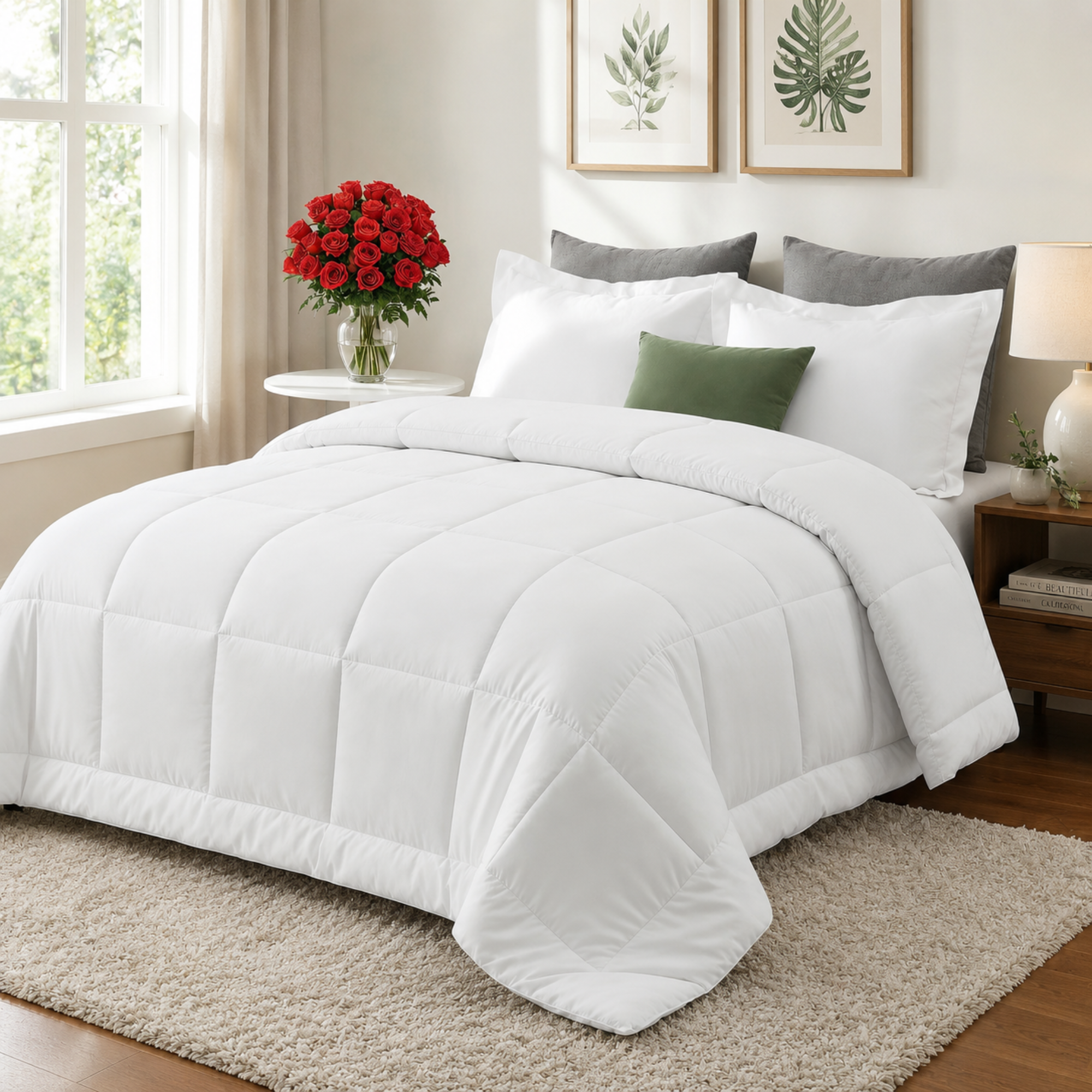 All-Season Down Comforter with Soft Fiberfill | Breathable for Year-Round Use