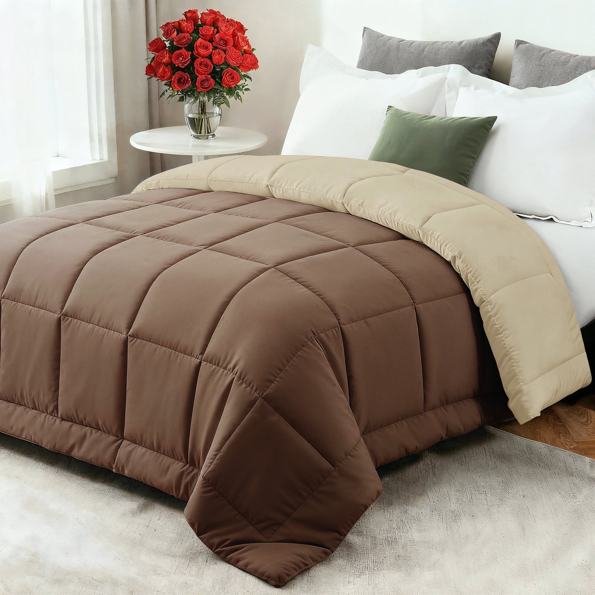 All-Season Down Comforter with Soft Fiberfill | Breathable for Year-Round Use