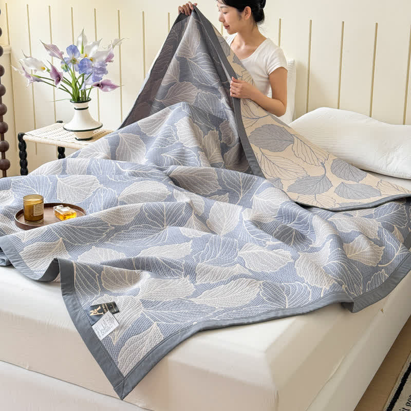 Lightweight Cotton Blanket with Mulberry Leaf and Triple Gauze Layers for Year-Round Comfort