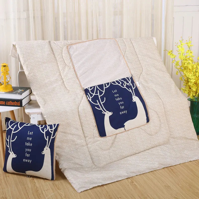 Soft Polyester-Filled Convertible Blanket and Pillow Combo for Comfort