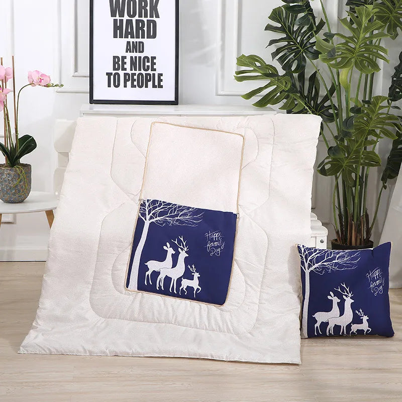 Soft Polyester-Filled Convertible Blanket and Pillow Combo for Comfort