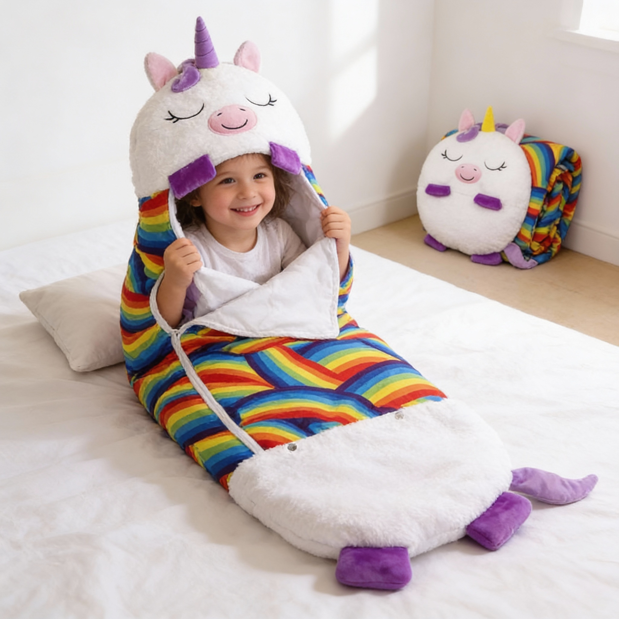 Kids' Animal-Themed Sleeping Bag with Pillow for Sleepovers