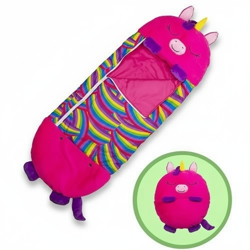 Kids' Animal-Themed Sleeping Bag with Pillow for Sleepovers