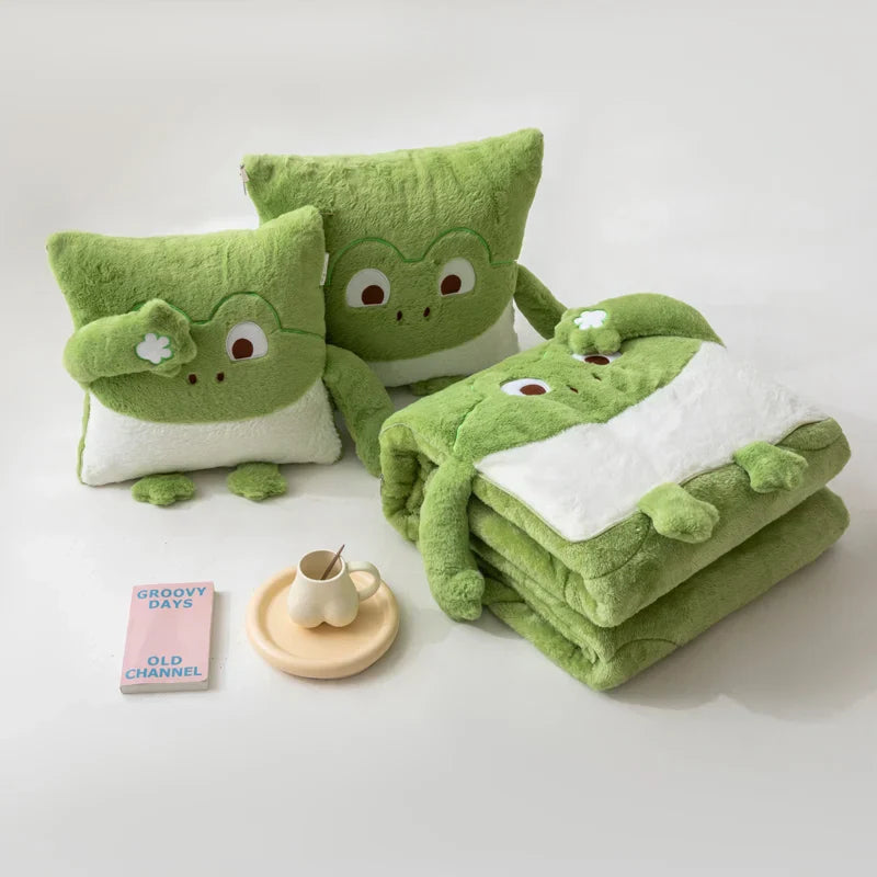 Mini Monster Quilted Pillow Blanket - Soft Fabric for Kids' Comfort