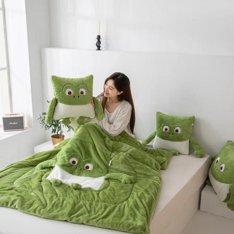 Mini Monster Quilted Pillow Blanket - Soft Fabric for Kids' Comfort