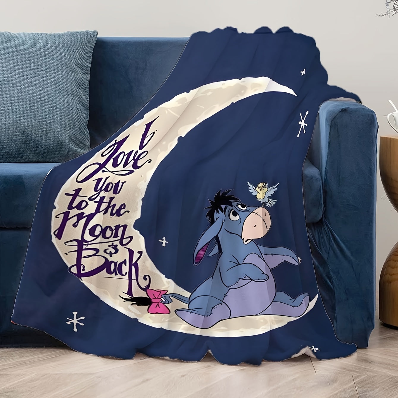 Fleece Throw Blanket with Geometric Eeyore Design | Year-Round Use for Home & Travel
