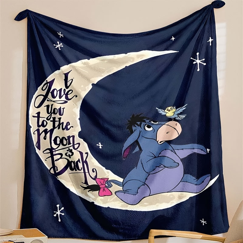 Fleece Throw Blanket with Geometric Eeyore Design | Year-Round Use for Home & Travel