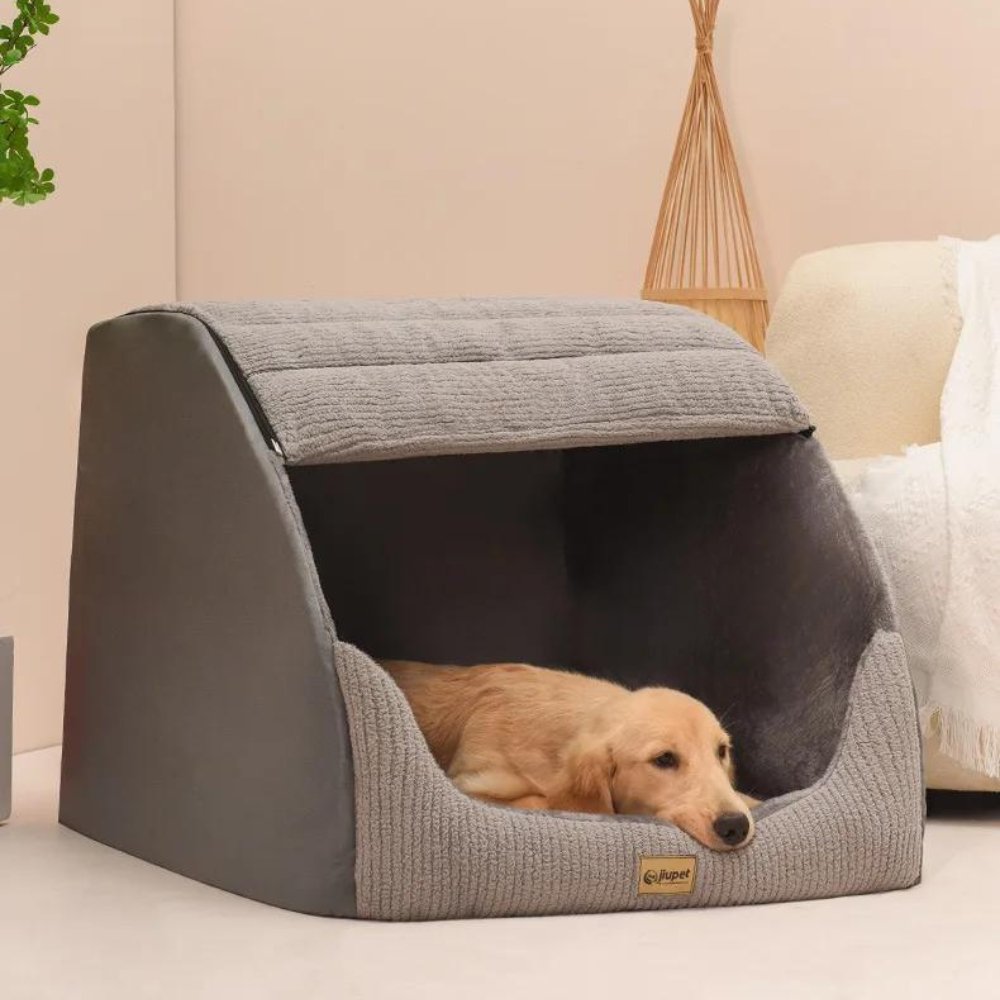 Pet Bed with Enclosed Design | Washable Cover & Sponge Filling | Grey | 3 Sizes