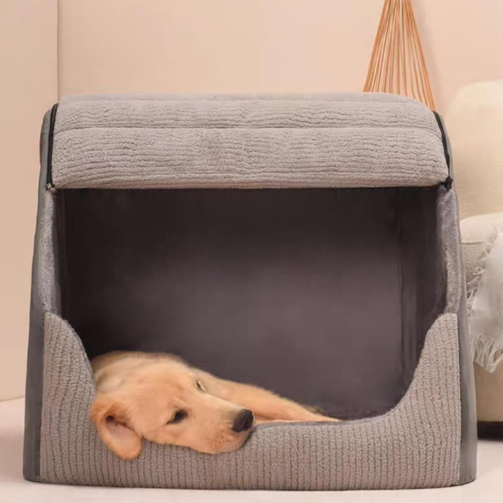 Pet Bed with Enclosed Design | Washable Cover & Sponge Filling | Grey | 3 Sizes