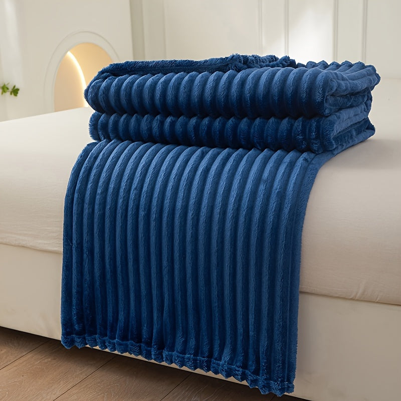 Soft Plush Blanket with Ribbed Design for Warmth and Cozy Comfort
