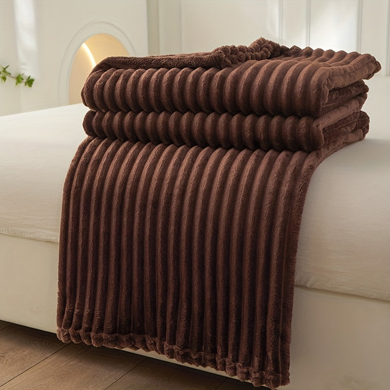 Soft Plush Blanket with Ribbed Design for Warmth and Cozy Comfort