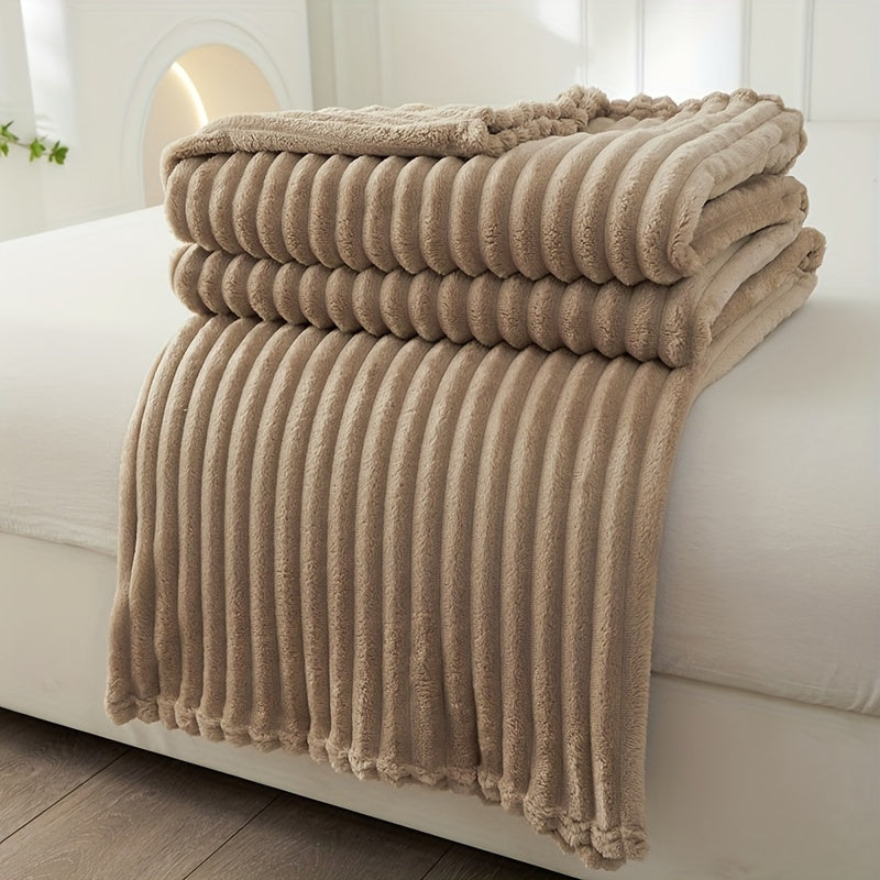 Soft Plush Blanket with Ribbed Design for Warmth and Cozy Comfort