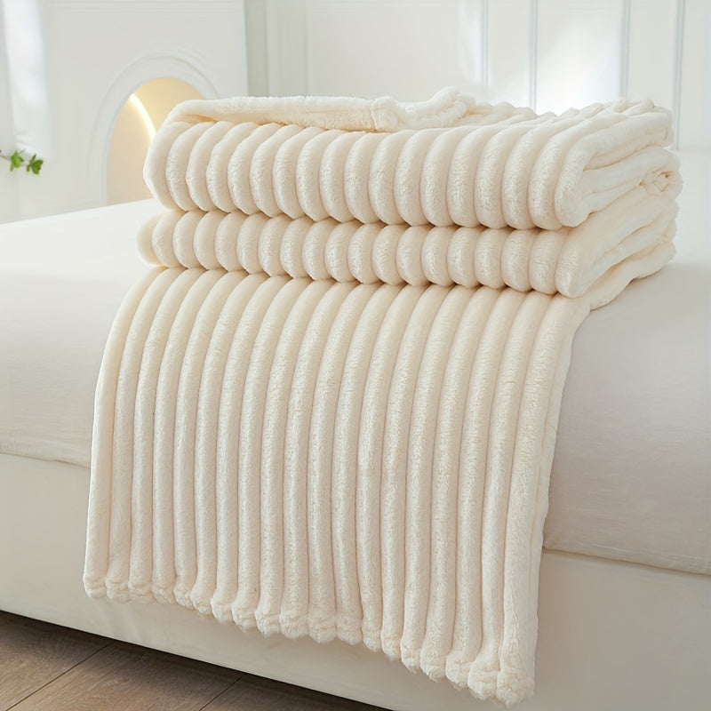 Soft Plush Blanket with Ribbed Design for Warmth and Cozy Comfort