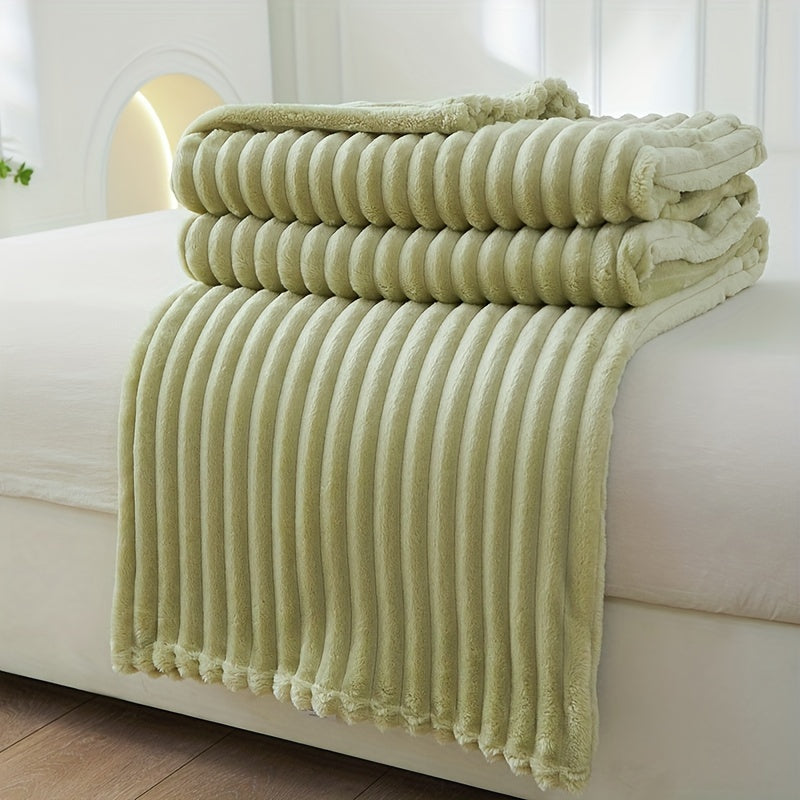 Soft Plush Blanket with Ribbed Design for Warmth and Cozy Comfort