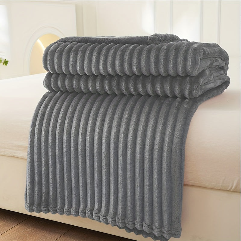 Soft Plush Blanket with Ribbed Design for Warmth and Cozy Comfort