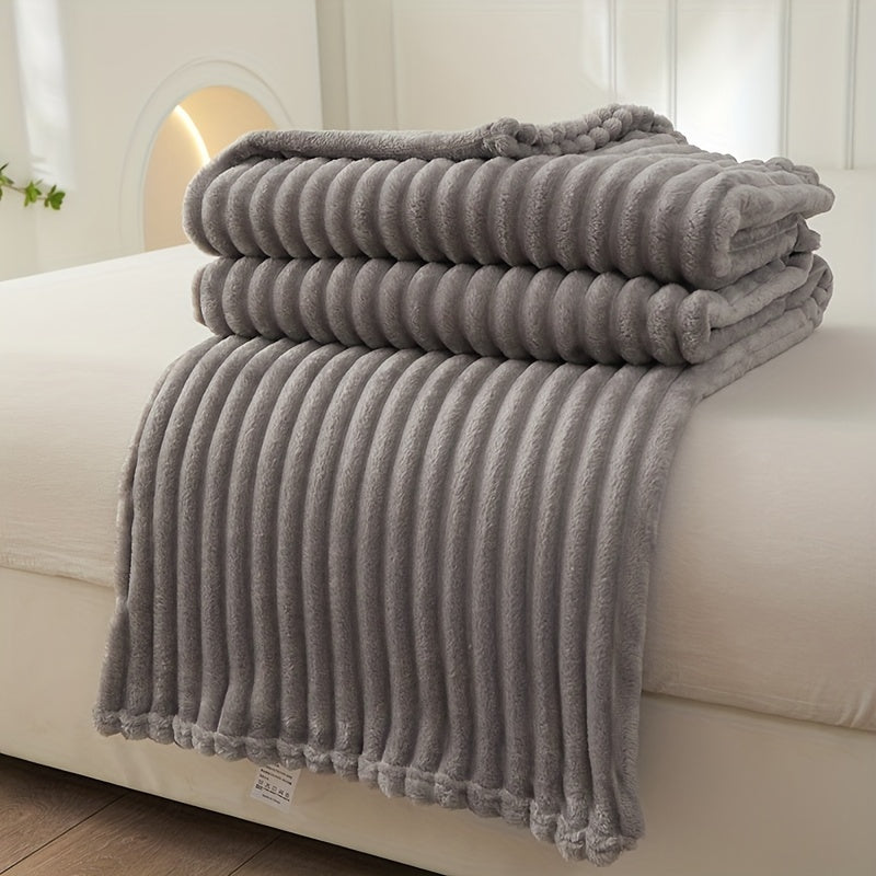 Soft Plush Blanket with Ribbed Design for Warmth and Cozy Comfort
