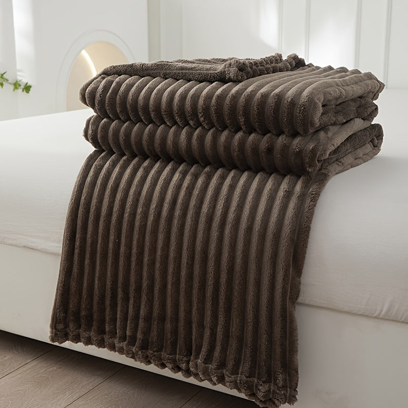 Soft Plush Blanket with Ribbed Design for Warmth and Cozy Comfort