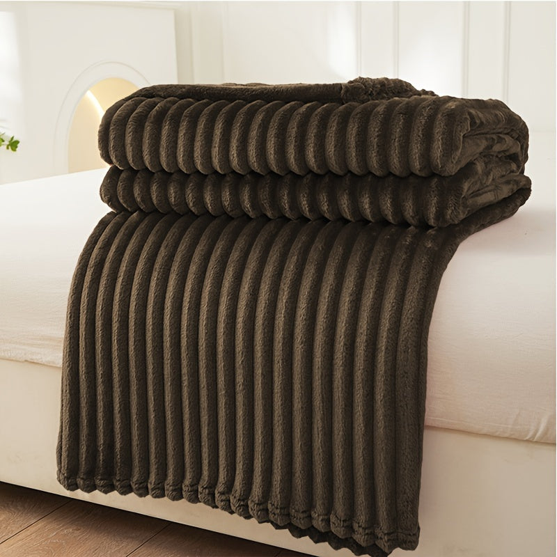 Soft Plush Blanket with Ribbed Design for Warmth and Cozy Comfort