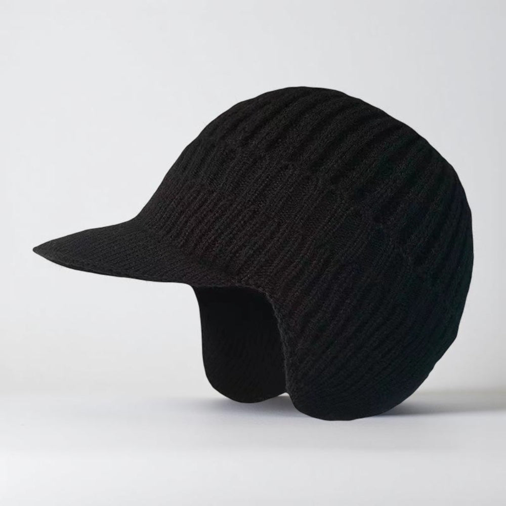 Knit Beanie with Visor and Ear Flaps – Warm Winter Hat