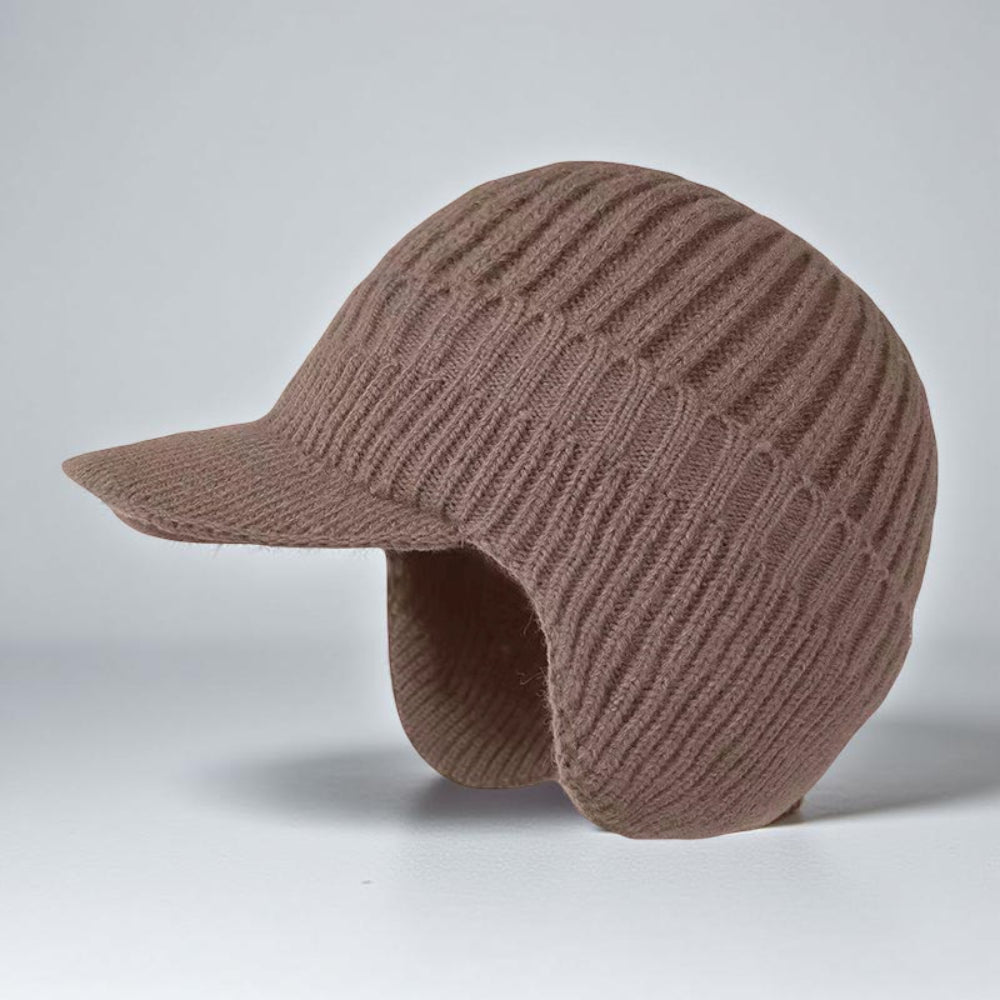 Knit Beanie with Visor and Ear Flaps – Warm Winter Hat