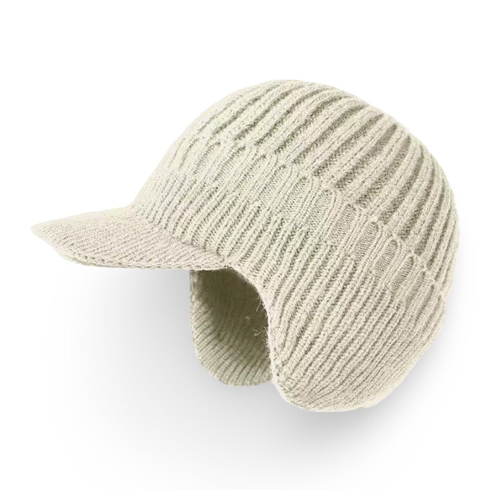 Knit Beanie with Visor and Ear Flaps – Warm Winter Hat