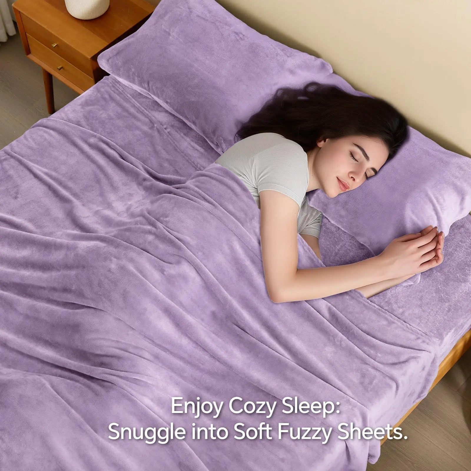 Flannel Bed Linen Set with Deep Pocket Fitted Sheet – Soft Microfiber for Year-Round Comfort