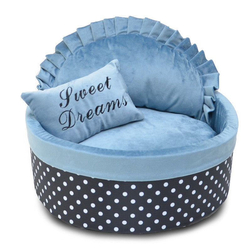 Stylish Polka Dot Dog and Cat Bed with Soft Sponge Filling for Comfort