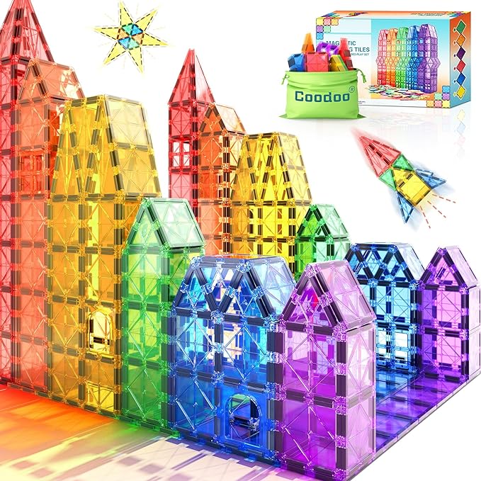 Montessori Magnetic Building Tile Set - 40 Pieces for STEM Education