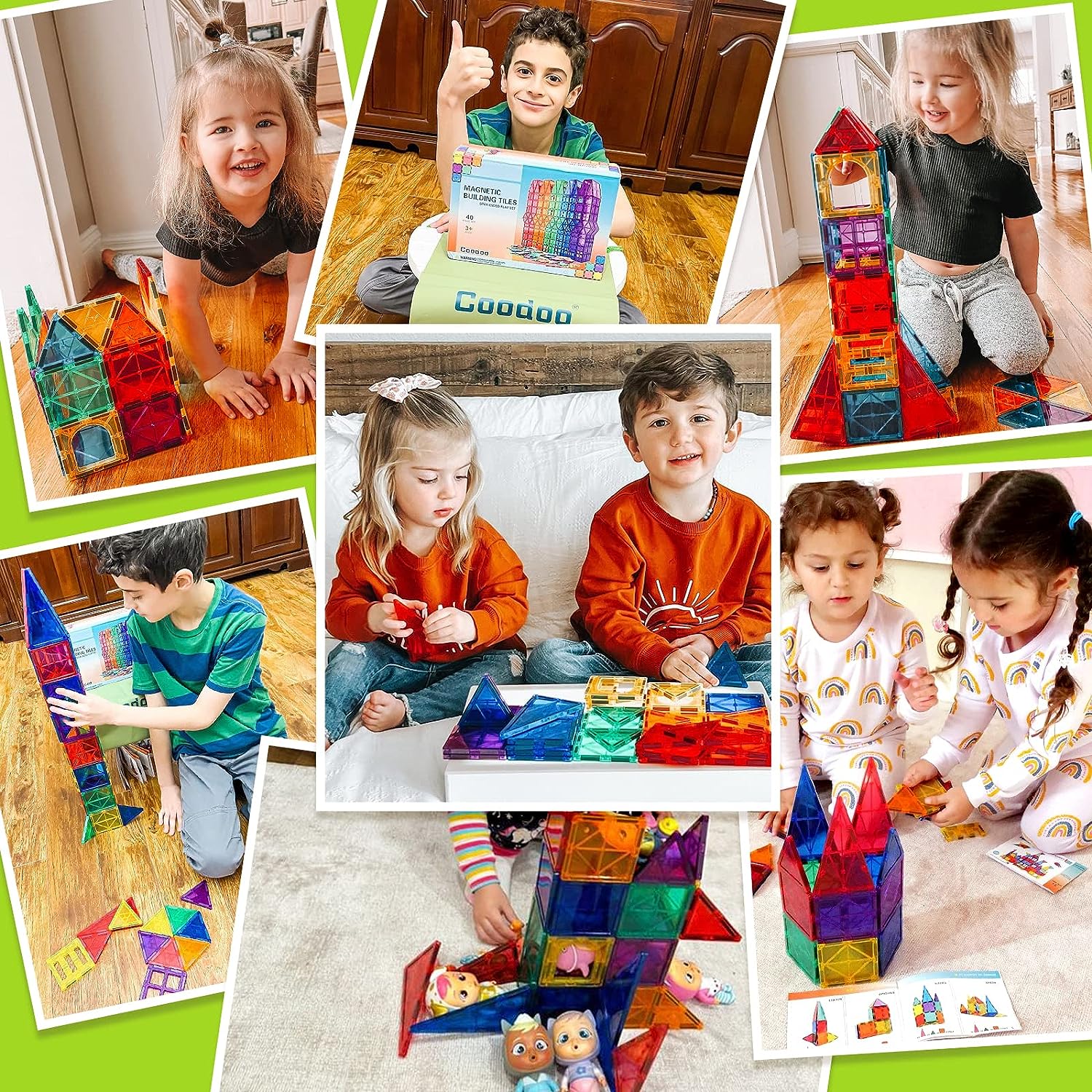 Montessori Magnetic Building Tile Set - 40 Pieces for STEM Education