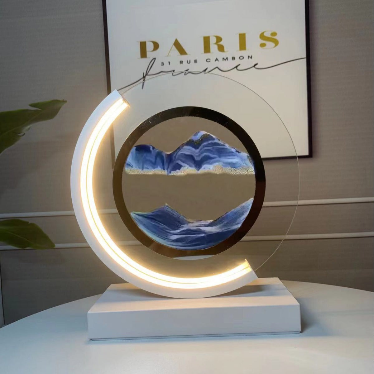 Three-Color Dimming Quicksand Art Piece | Unique Wall Decoration for Relaxation