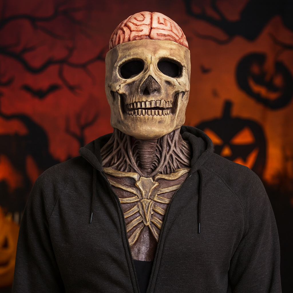 Realistic Skull Mask with Moving Jaw for Halloween - Creepy Skeleton Design