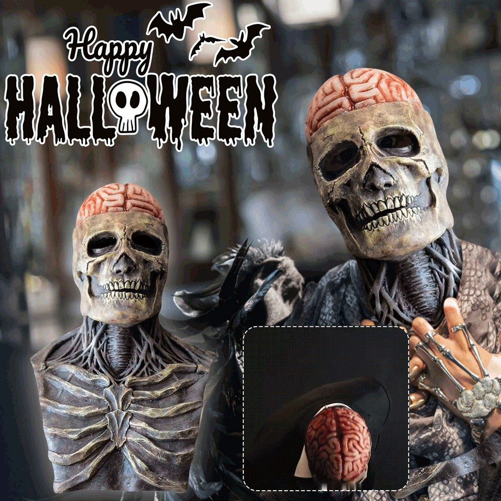 Realistic Skull Mask with Moving Jaw for Halloween - Creepy Skeleton Design
