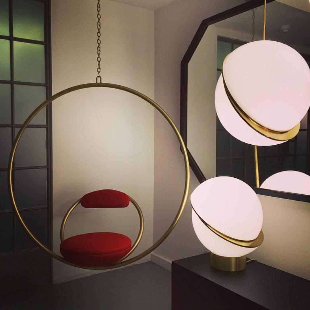 Lunara Arc Pendant Light with Acrylic and Brass Finish