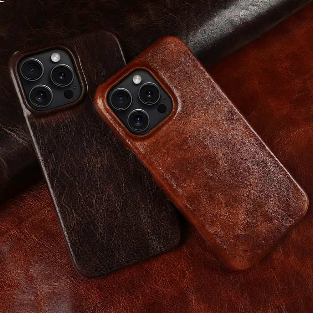 Handcrafted Genuine Cowhide Leather iPhone Case with Secure Grip