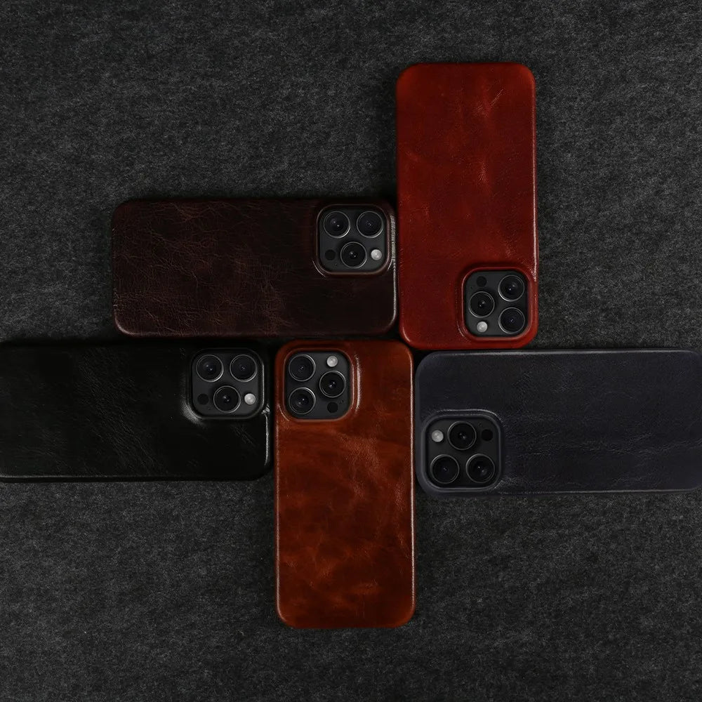 Handcrafted Genuine Cowhide Leather iPhone Case with Secure Grip