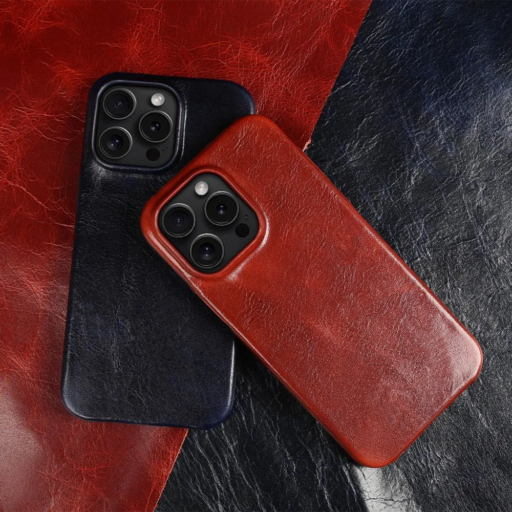 Handcrafted Genuine Cowhide Leather iPhone Case with Secure Grip
