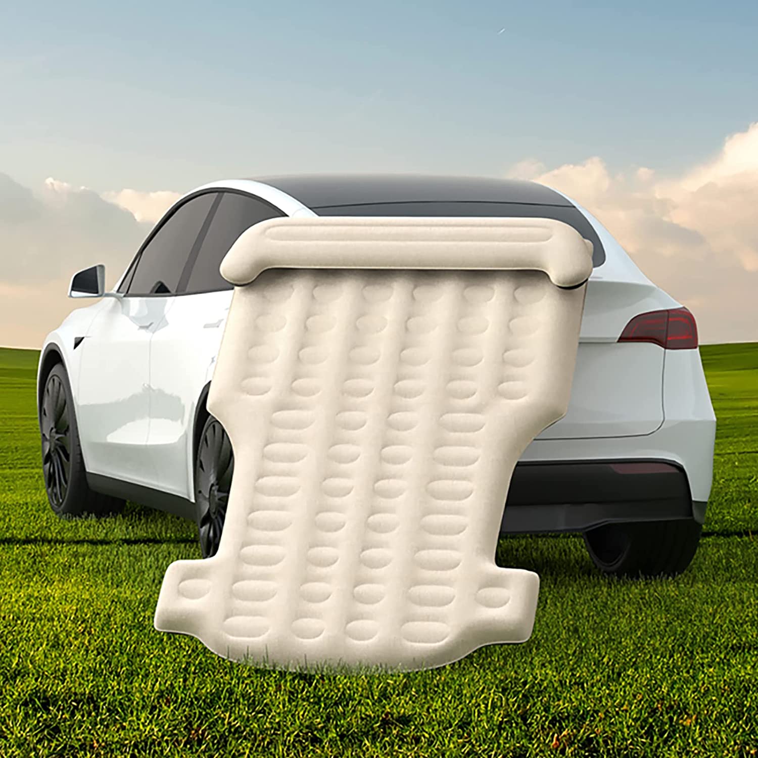 Inflatable Mattress for Tesla Model Y with Headrest and 12V Pump