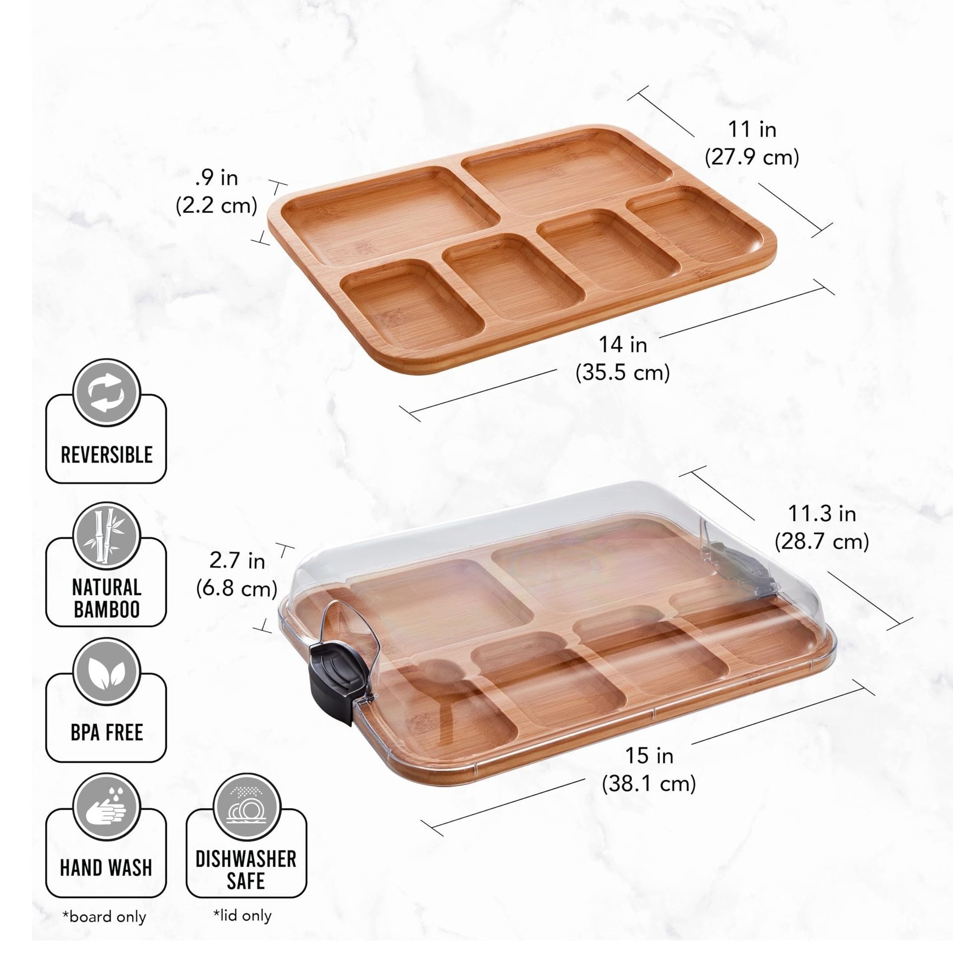 Versatile Bamboo Serving Board with Lockable Lid