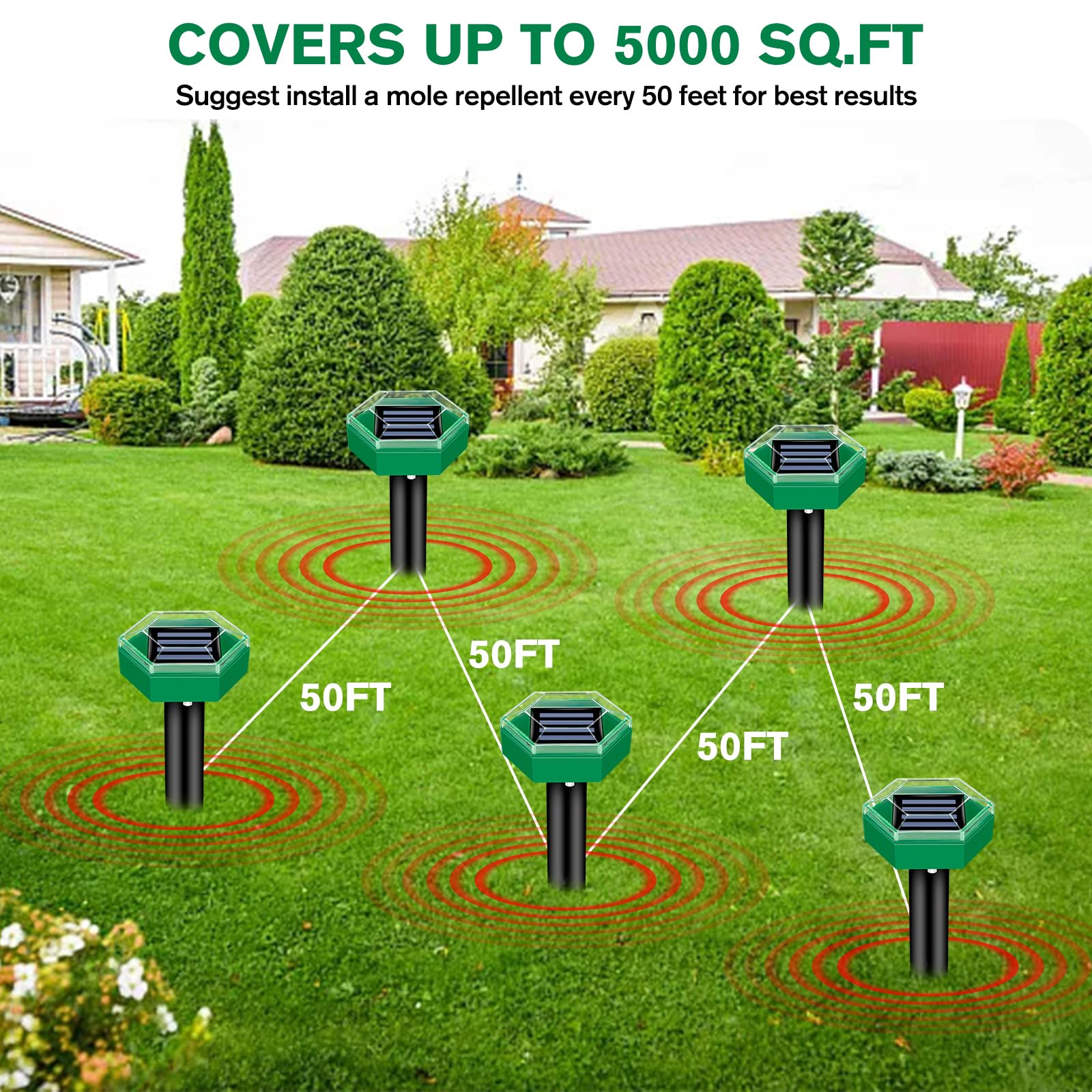 4-Pack Ultrasonic Repellers for Moles