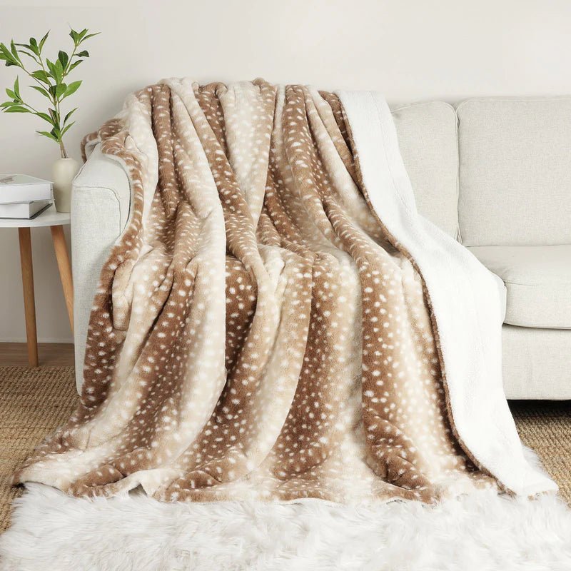 SnuggleNest Reversible Plush Blanket with Nature-Inspired Design