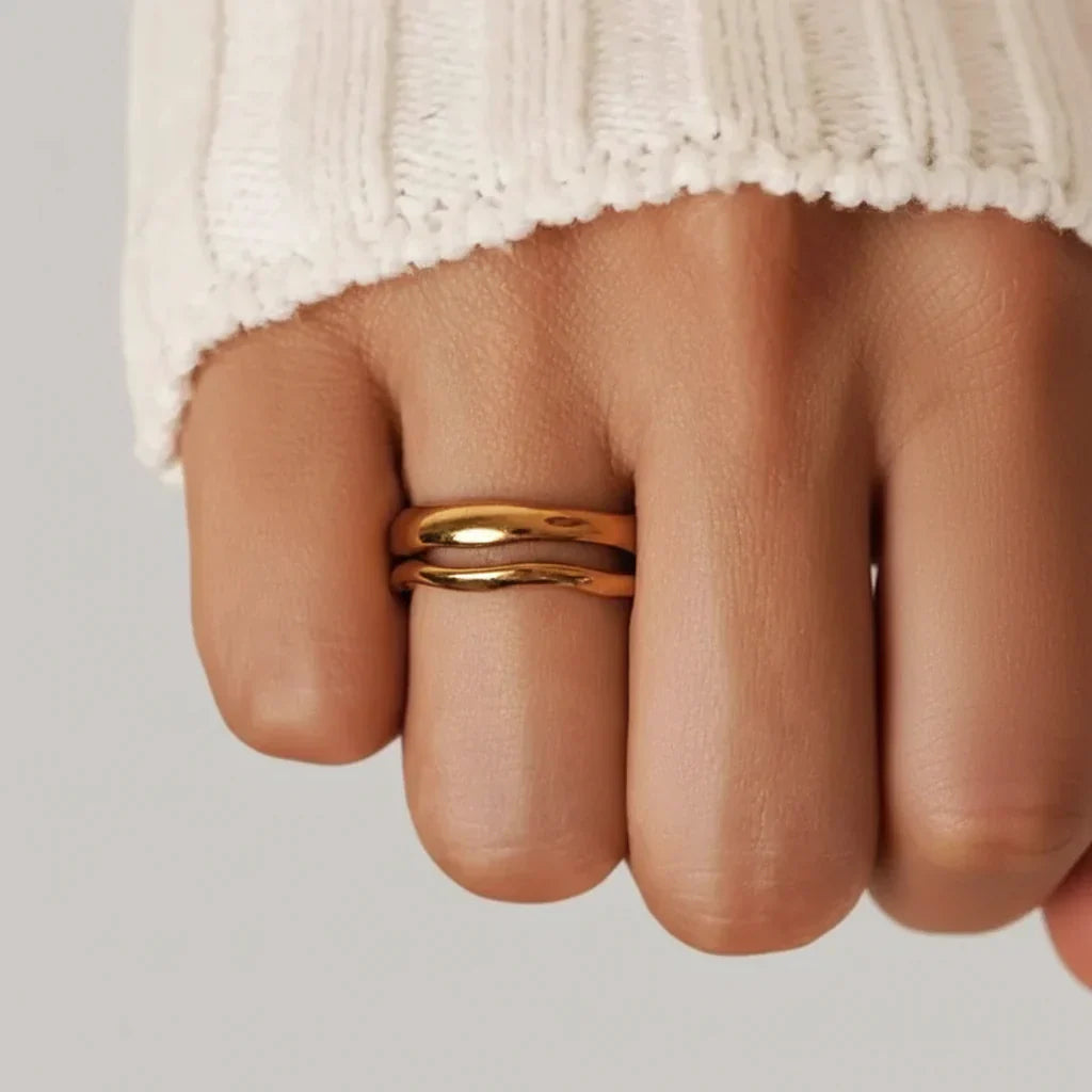 Elegant Gold Stackable Ring Crafted from Stainless Steel