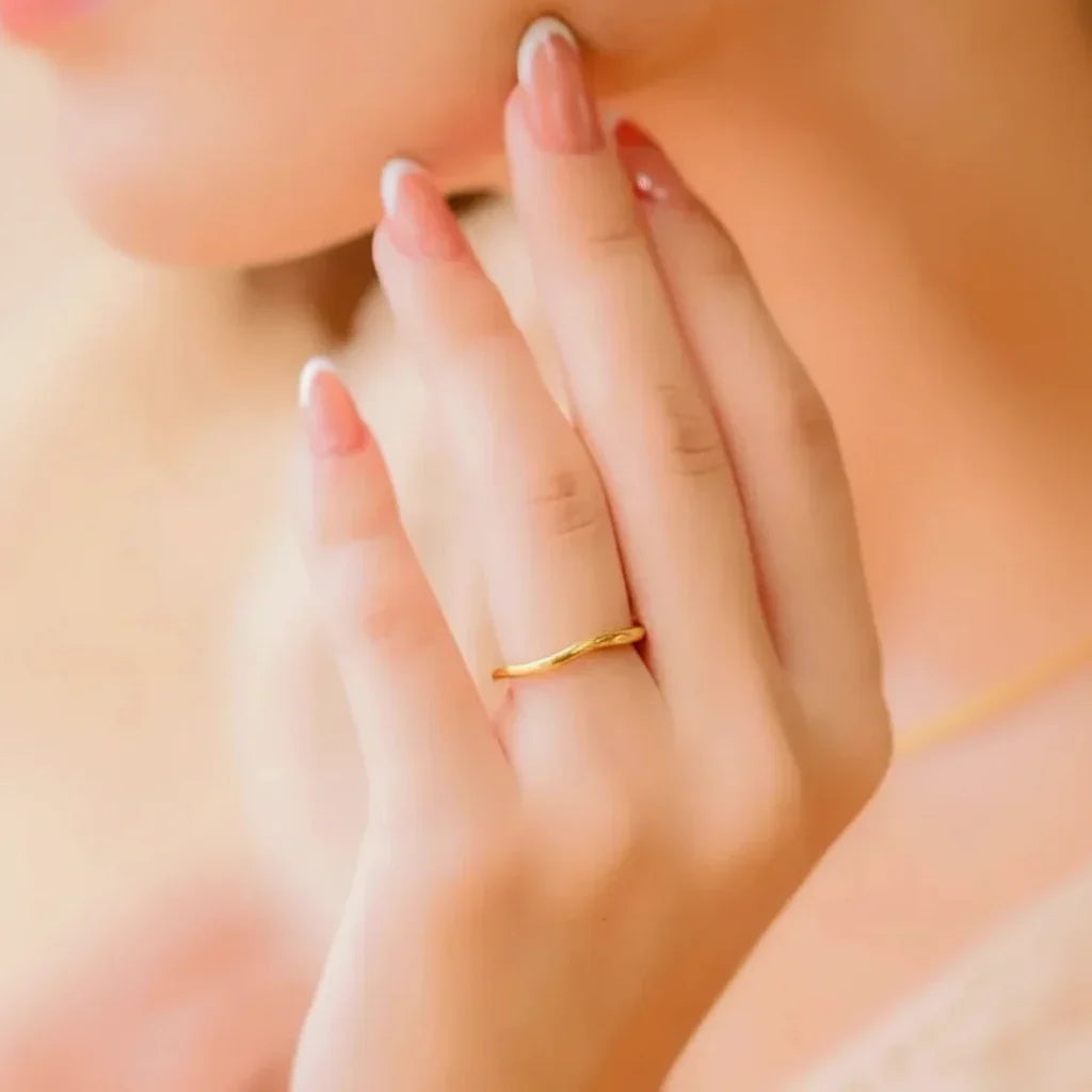 Elegant Gold Stackable Ring Crafted from Stainless Steel
