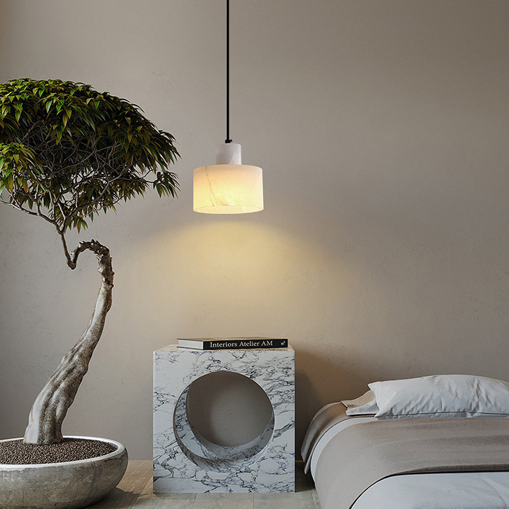 LumiStone Pendant Light: Chic White Marble Glow for Any Room