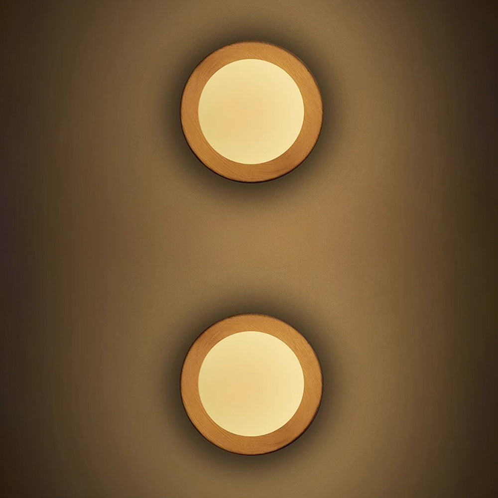 Simple White Natural Wood Wall Light