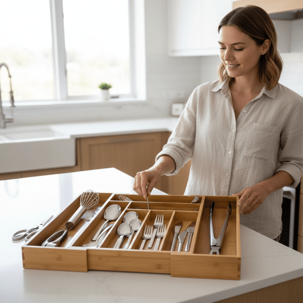 EcoSmart Adjustable Kitchen Drawer Organizer for Clutter-Free Spaces