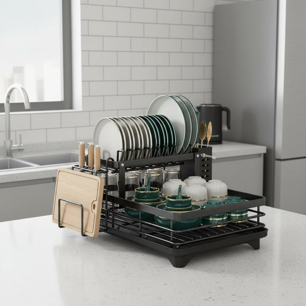 Space-Saving Stainless Steel Dish Drying Rack for Compact Kitchens