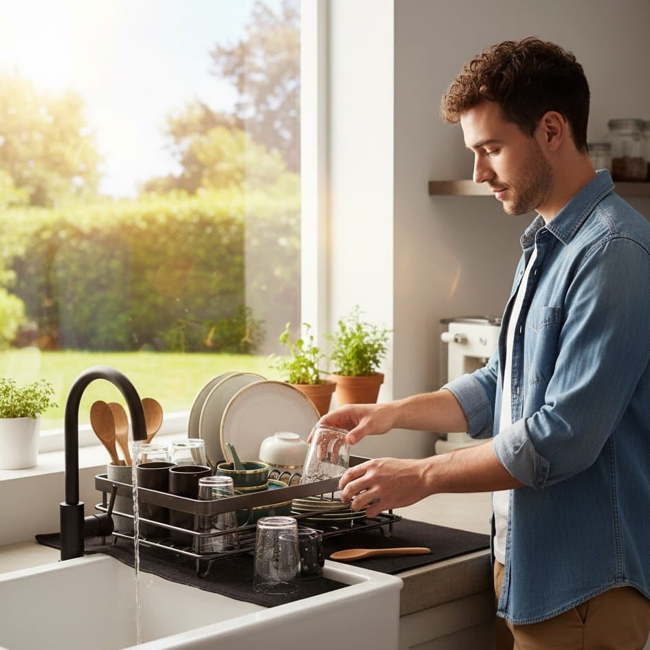 Space-Saving Stainless Steel Dish Drying Rack for Compact Kitchens