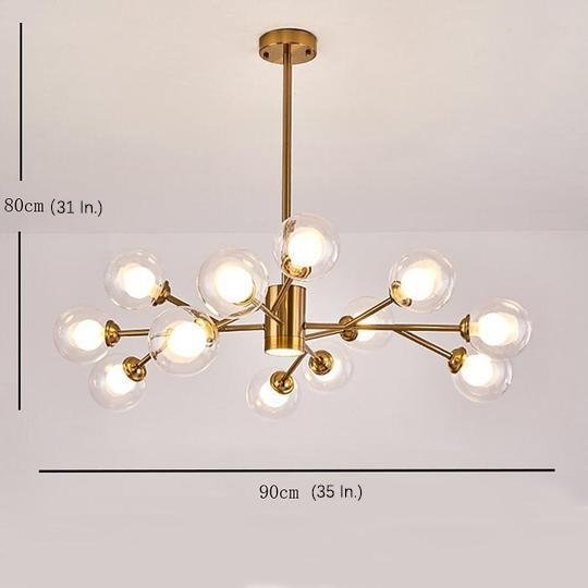 12 Bulbs Taavita Chandelier Glass Globe Chandelier for Living Room - Modern Retro Style LED Pendant Light